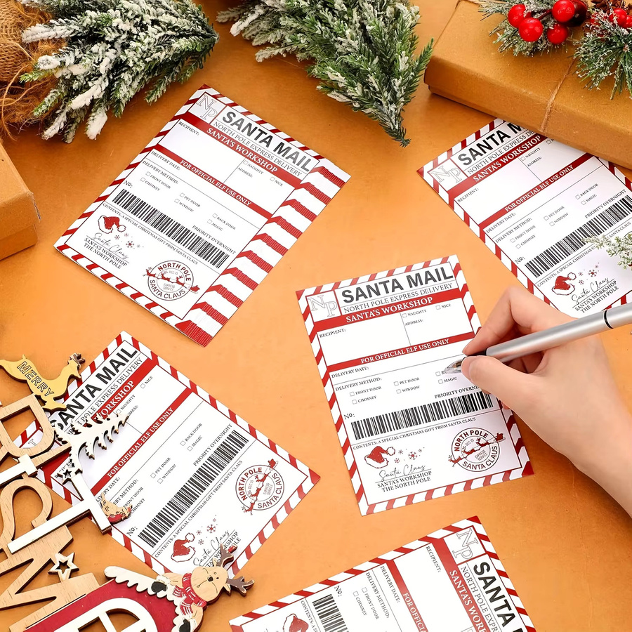 20er Paket Santa Claus Versand Label Aufkleber für Weihnachtsverpackungen in Weiß - Bild 6