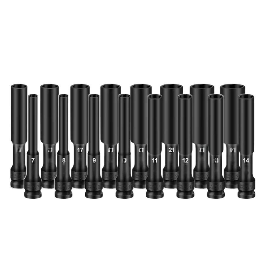 DAZZLEEX Schlagschrauber Hex-Buchsen Set mit 1/2 Zoll Stick-Sockel und Adapter, 8-24mm, Schwarz - Bild 6