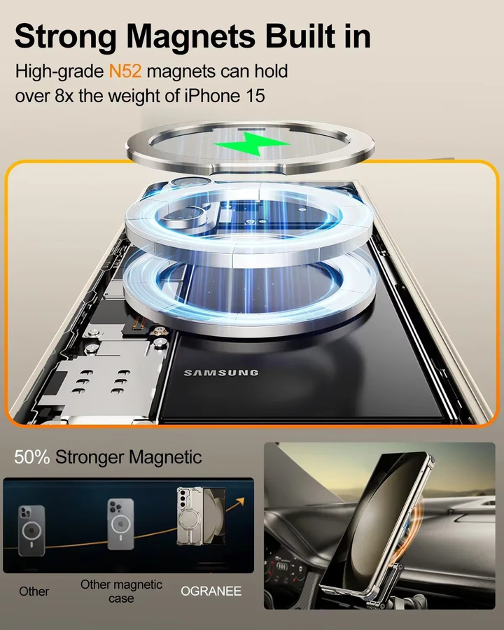 Eary Schutzhülle für Samsung Galaxy Z Fold 6 mit 360 Grad drehbarem magnetischem Metallständer und stoßfestem Rahmenlose Design - Bild 4