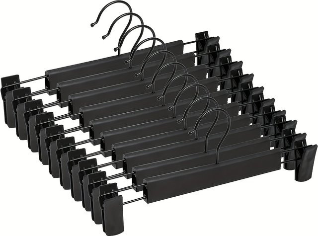 Rutschfeste Metall-Hosenbügel mit Clips in Schwarz für Röcke und Hosen - Bild 1