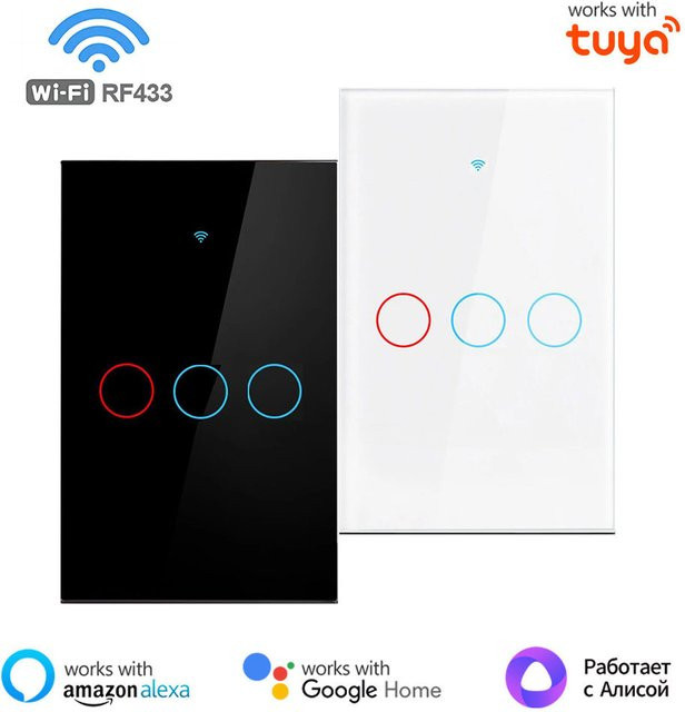 Szaoju Smart Wandschalter WiFi Touch LED-Lichtschalter kompatibel mit Tuya App, Alexa und Google Home, ohne Neutralleiter - Bild 1