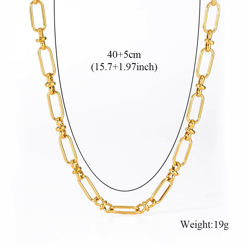 GANEMLY Schmuck-Set Halskette und Armband, Edelstahl, Gold, Damen - Bild 2