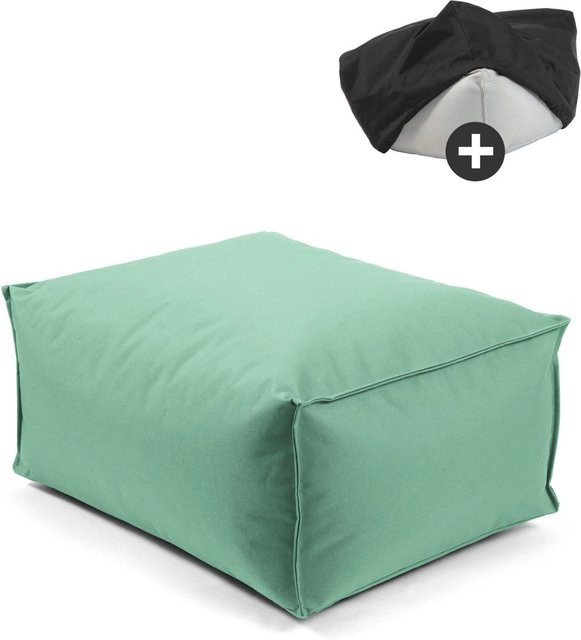 mokebo Outdoor Pouf Hocker in Grün mit wasserabweisender Schutzhülle und EPS-Perlen Füllung - Bild 1