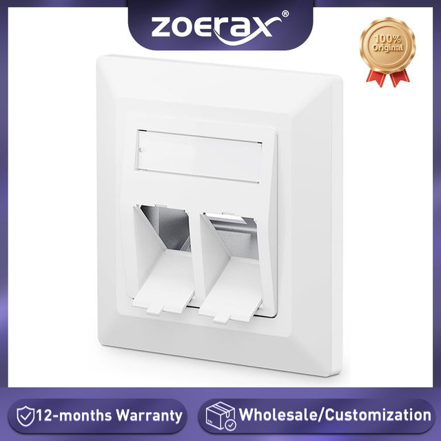 ZoeRax 2-Port Unterputz-Netzwerkbuchse RJ45 Ethernet-Datenbuchse in Weiß mit CAT8 CAT7 CAT6A Keystone-Anschlüssen - Bild 1