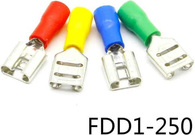 ELECAPITAL 100er Paket FDD1-250 Weibliche Isolierte Elektrische Crimp Terminal für 22-16 AWG Kabelanschlüsse in Grün und Mehrfarbig - Bild 1