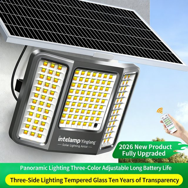 Intelamp Solarleuchten für Außen mit 3 Farbmodi, IP65 wasserdichte Wandlampe mit Fernbedienung für Garten, Hof und Garage - Bild 1