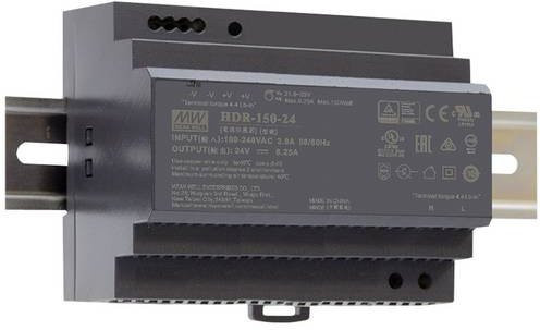 Mean Well HDR-150-24 Hutschienen-Netzteil, 24 V/DC, 6.25A, 150W, Schwarz - Bild 1