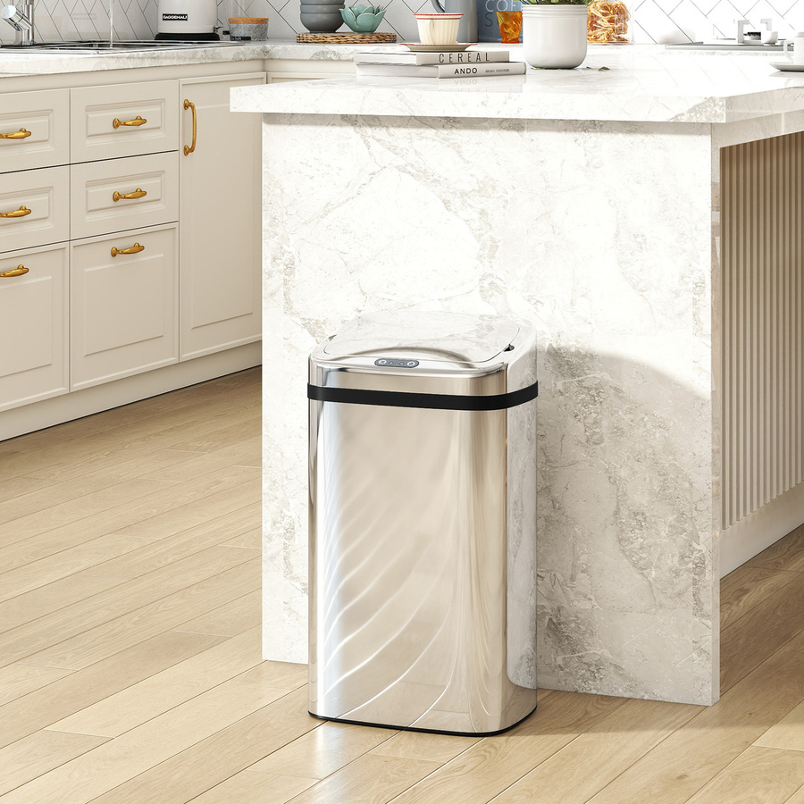 HOMCOM Sensor Mülleimer 30L Automatik Mülleimer mit Bewegungssensor aus Edelstahl in Silber - Bild 2