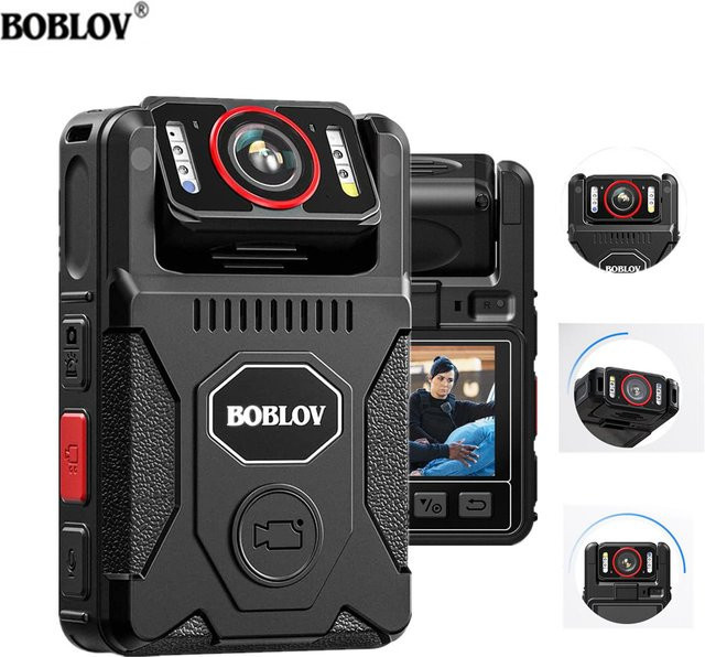 BOBLOV M7 Pro Bodycam mit 256 GB Speicher, 1080P HD-Auflösung, GPS und 180 Grad drehbarem Objektiv in Schwarz - Bild 1