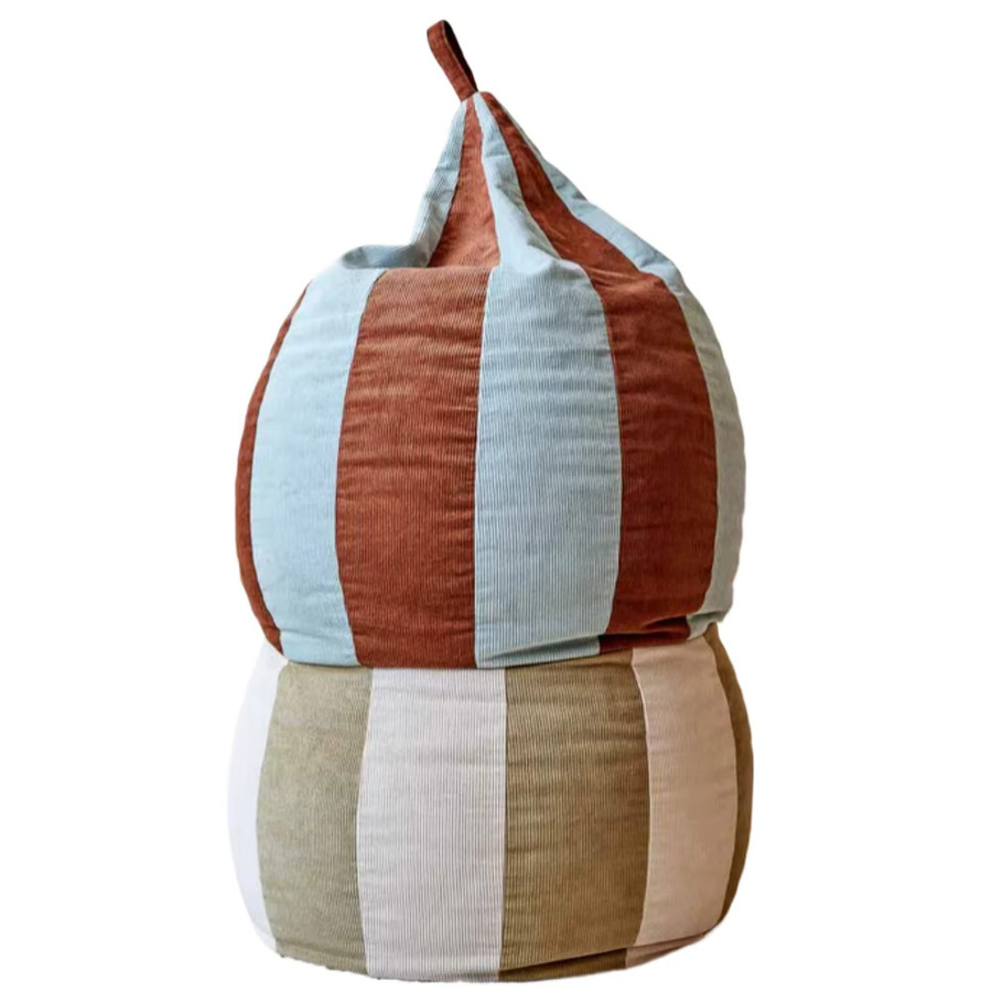 OTAUTAU Kleiner Cord-Sitzsackbezug für Kinder als Pouf oder Ottomane in Beige und Multicolour (ohne Füllung) - Bild 6