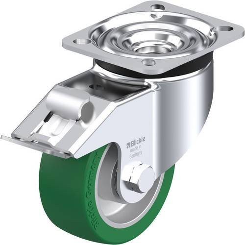 Blickle Lenkrolle LK-ALST 100K-1-FI mit Feststeller in Silber und Grün, Rad-Durchmesser: 100 mm, Tragfähigkeit: 320 kg - Bild 1