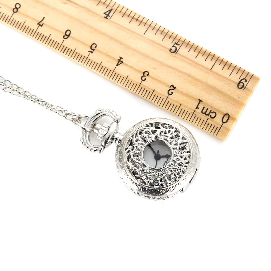 Taschenuhr Halskette, Quarz, Legierung, Silber, Damen, Vintage - Bild 4
