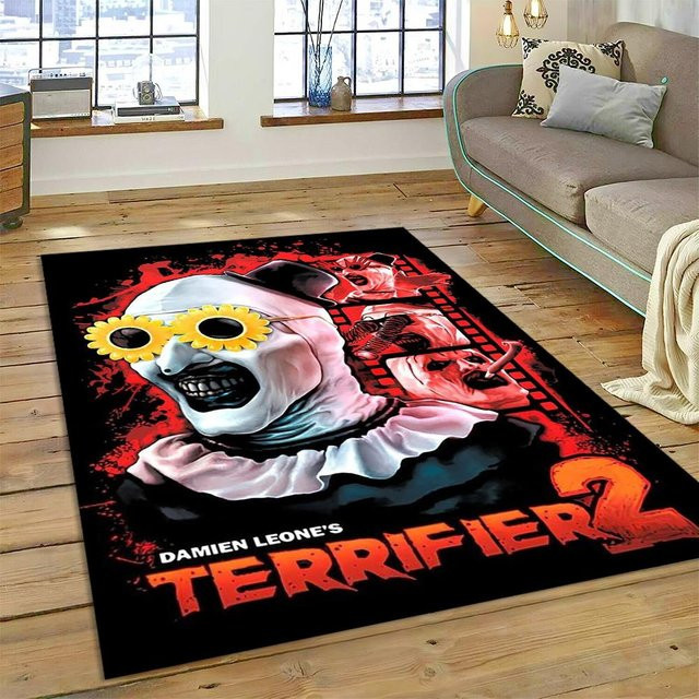 Karpetti 3D Terrifier 3 Horror Clown Teppich, Waschbarer Polyester-Fußmatte für Wohnzimmer, Schlafzimmer oder Kinderzimmer, B/T: 120 x 160 cm, Multicolour - Bild 1