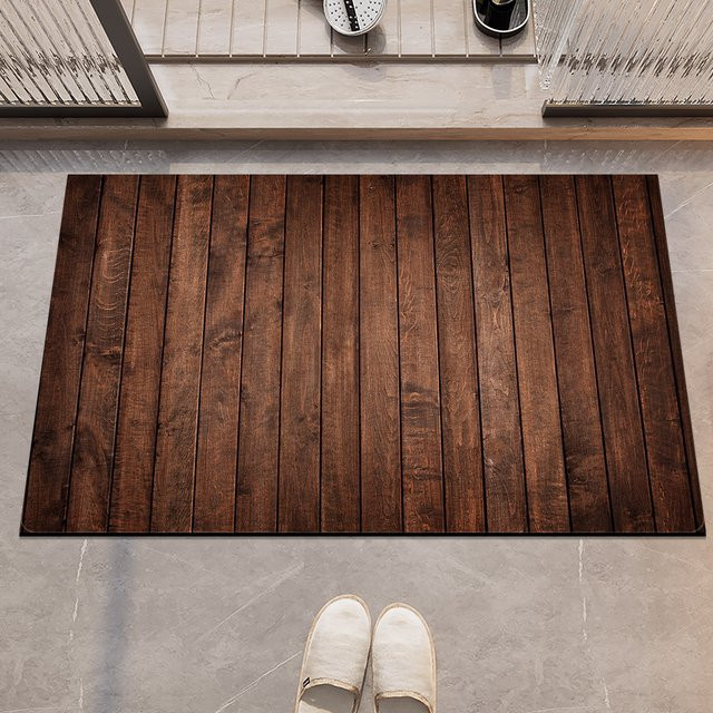VIKAMA Bodenmatte im Landhausstil mit Holzmaserung, rutschfester und schnell trocknender Teppich in Braun, B/T: 60 x 40 cm - Bild 1