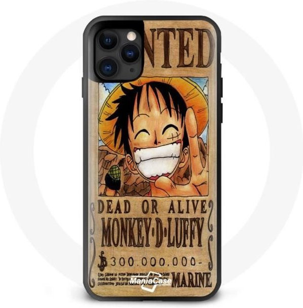 Maniacase Silikon Handyhülle für iPhone 11 mit One Piece Luffy Wanted Design in Schwarz und Multicolour - Bild 1