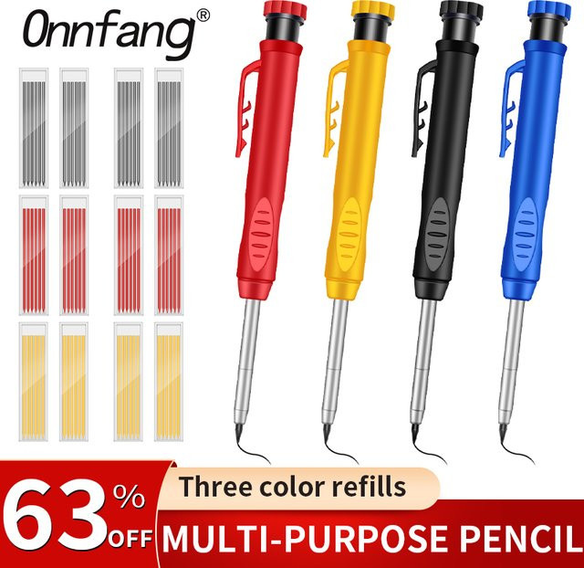 Mechanischer Zimmermannsbleistift mit Anspitzer und Nachfüllungen für Holzarbeiten in Multicolour - Bild 1