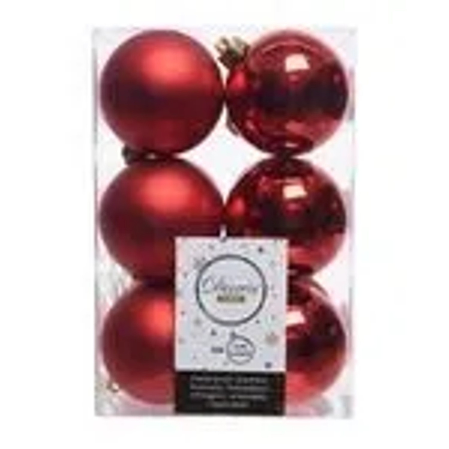 Kaemingk Weihnachtsbaumkugeln Bruchfest in Rot, 12 Stück, Durchmesser: 6 cm - Bild 2