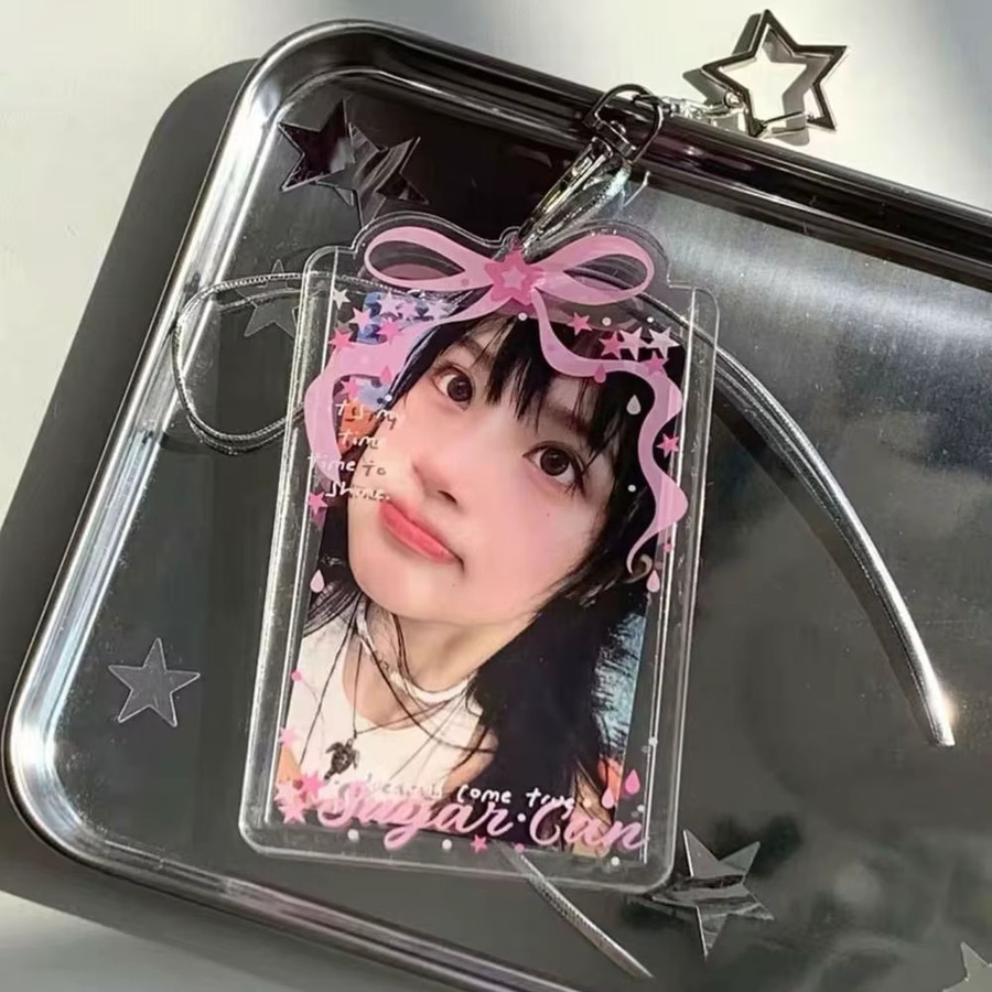 INS Acryl-Fotokartenhalter mit Stern-Schleifen-Design in Transparent und Blau, 3-Zoll Fotokarten-Etui mit Schlüsselanhänger - Bild 3