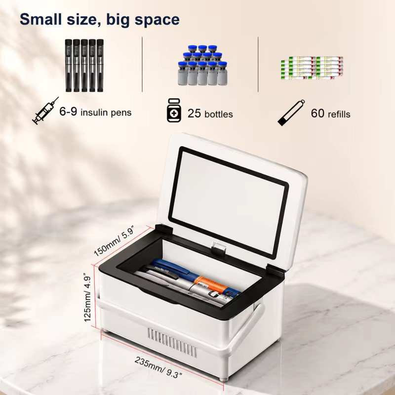 Tragbare Insulin-Kühlbox von BarraDent in Weiß mit 7800mAh Akku, USB-aufladbar und konstanter Temperatur inklusive Tasche - Bild 3