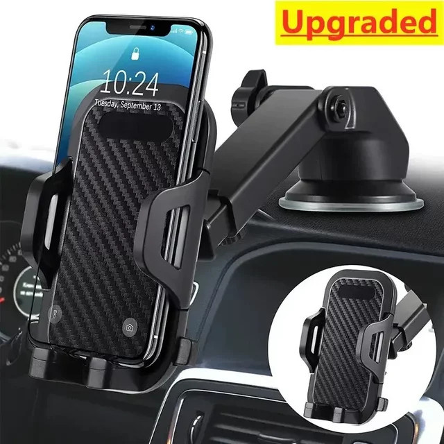 Universeller 360 Grad Autotelefonhalter für Windschutzscheibe mit Saugnapf in Schwarz für iPhone und Samsung - Bild 1
