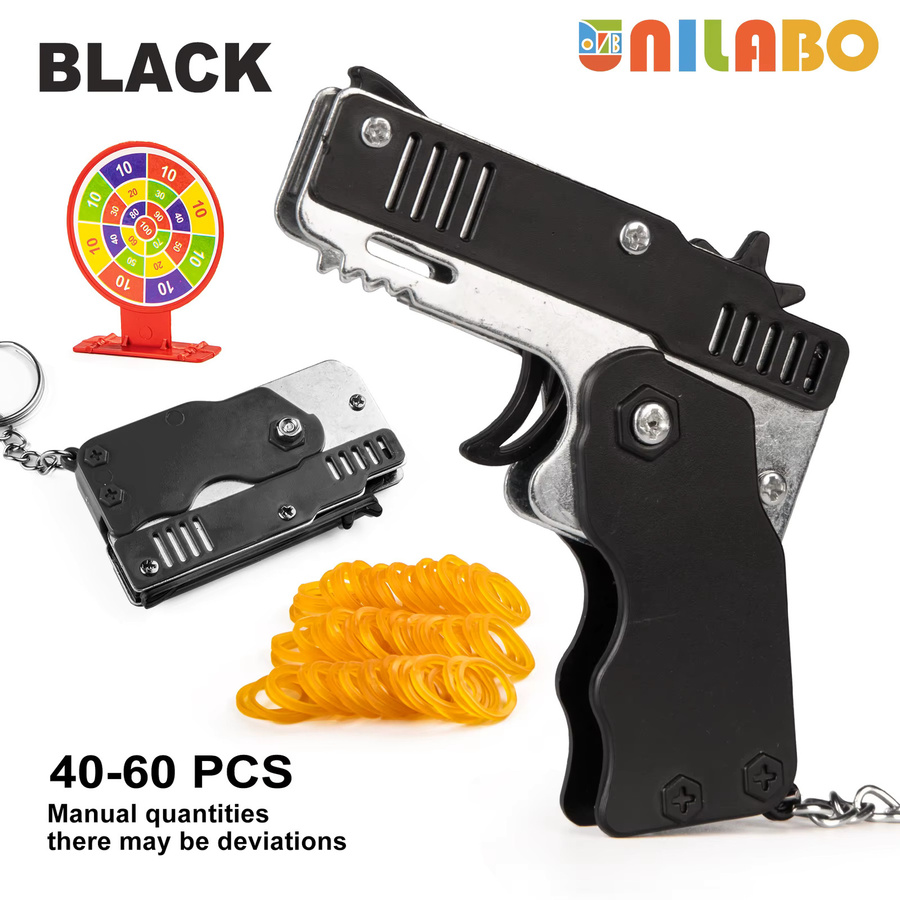 unilabo Gummibandpistole, Spielzeugpistole, faltbar, blau - Bild 4