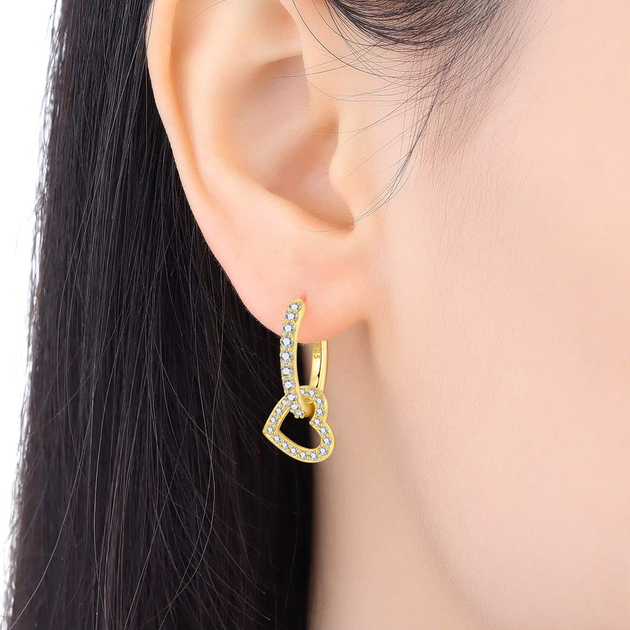 PANPOKI Tropfenohrringe, 925 Silber, Gold, Zirkonia, Damen - Bild 2