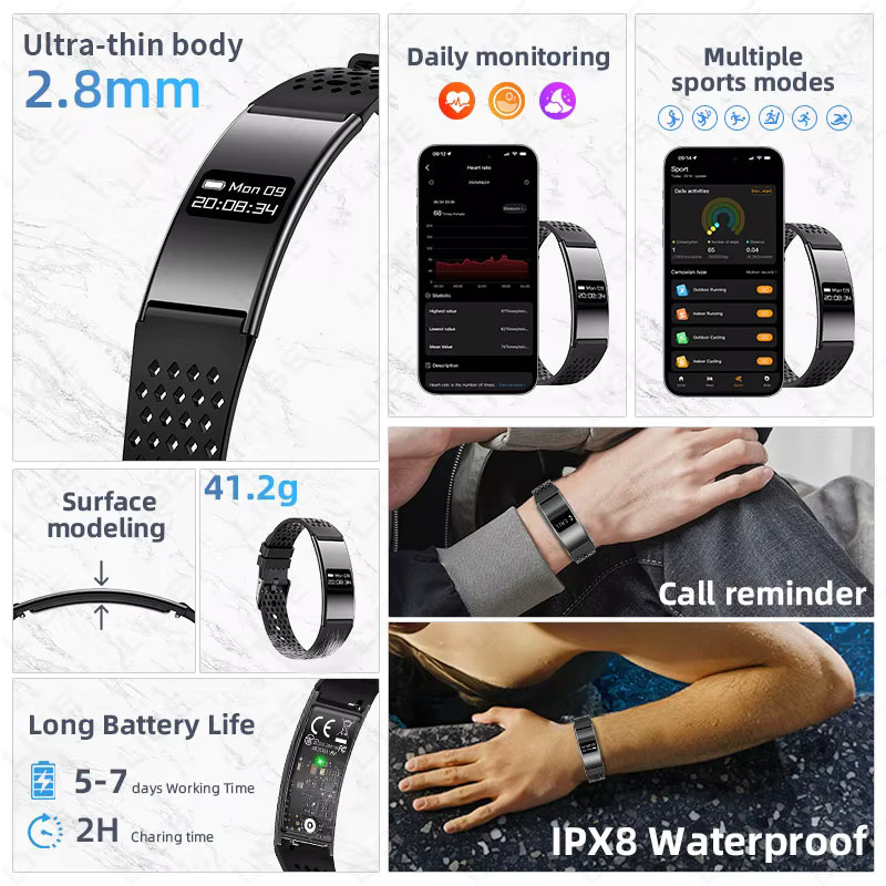 LIGE Smart Armband Fitness Tracker für Damen und Herren mit Herzfrequenz- und Blutsauerstoff-Monitor in Schwarz und Silber - Bild 6