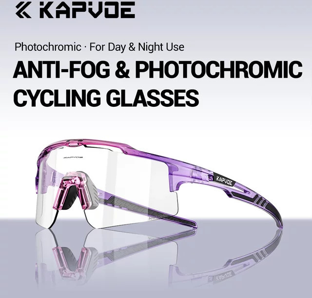 KAPVOE Sportsonnenbrille, Photochrome, Männer, Purple, Kunststoff - Bild 1
