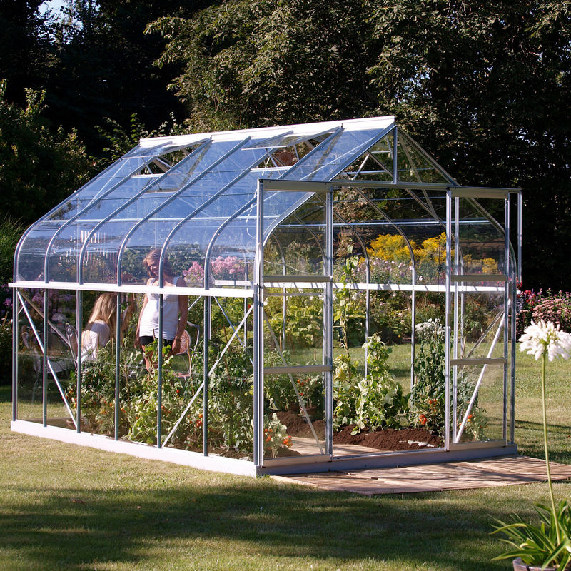 Vitavia Gewächshaus Dione 9900 mit Stahlfundamentrahmen und Glockendach in Silber, 9,9 m², Aluminium eloxiert und 4 mm ESG Sicherheitsglas - Bild 3