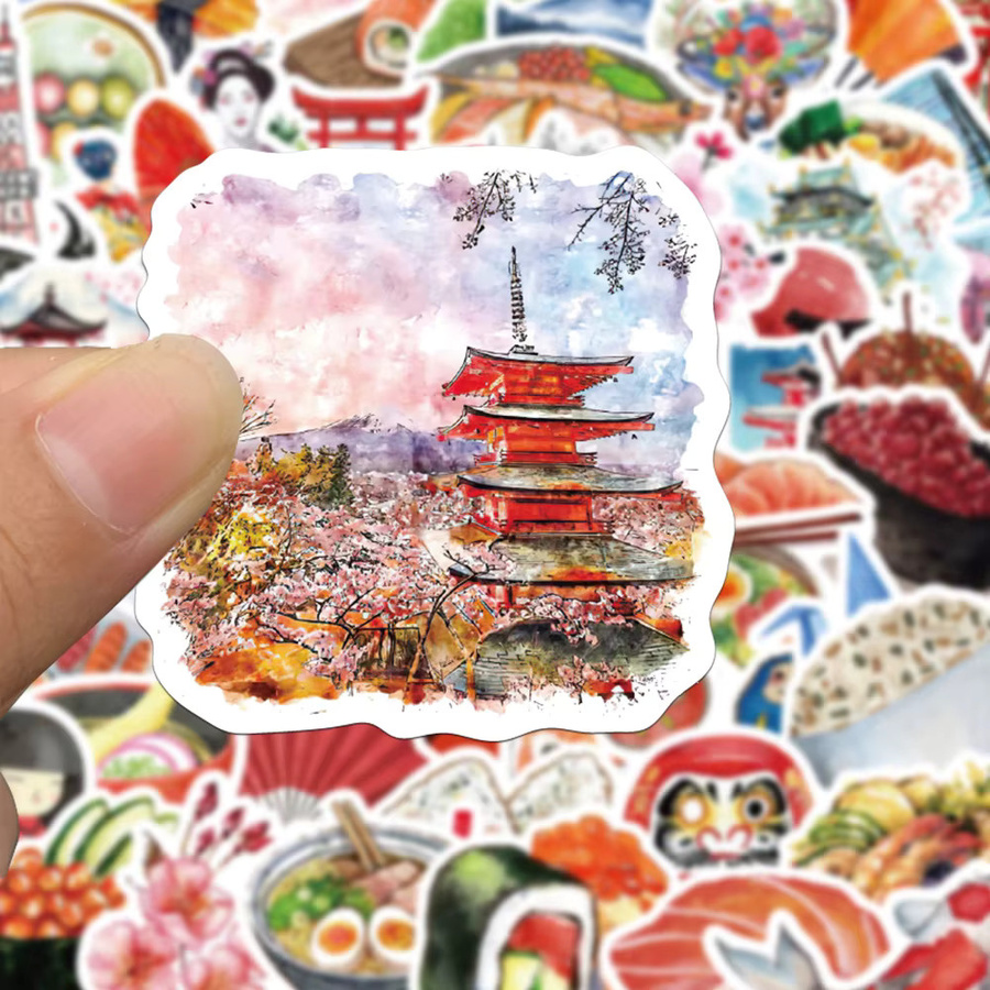 Rspctou Vintage Japanische Kultur Aufkleber Set mit Ramen Sushi und Cartoon Motiven in Multicolour für Handy Laptop und Gitarre - Bild 3