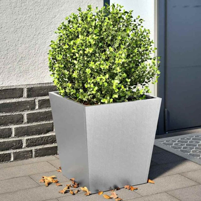 2er Set Pflanzkübel aus verzinktem Stahl von Vidaxl in Grau, B/T/H: 40 x 40 x 40 cm - Bild 1