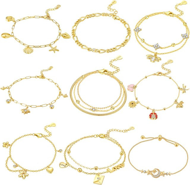 MISEFF Armband Kette, 925 Silber, Gold, Stern, Damen - Bild 1