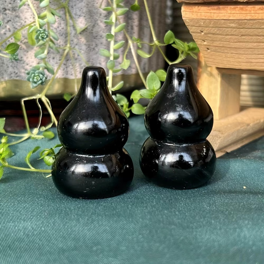 CrystalHola Böhmischer Obsidian-Kürbis aus schwarzem Stein als elegantes Kristall-Dekor-Ornament - Bild 3