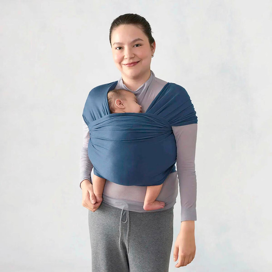 Ergobaby Aura Wrap Tragetuch Mesh Stretchy Wrap in Blau, 490 cm - Bild 2