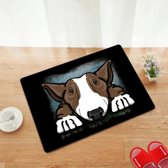 VIKAMA Cartoon-Bullterrier Hundeteppich rutschfest und schmutzabweisend, Mehrfarbig, B/T: 60 x 40 cm - Bild 1