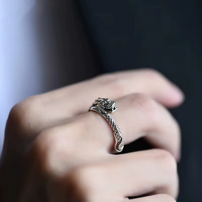 GaGa-Duck Ring, 925 Silber, Drache, Vintage - Bild 4