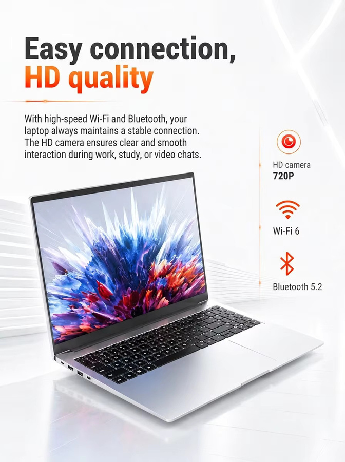 Firebat U6C Gaming-Laptop mit 16 Zoll 2K 120 Hz Display, AMD Ryzen 7, 32 GB RAM, 1 TB SSD, Windows 11, Silber - Bild 2