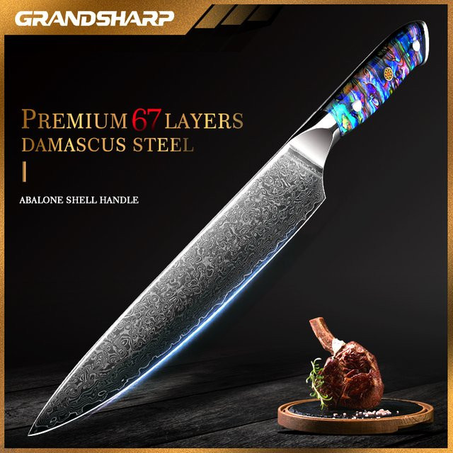 Grandsharp Professionelles Kochmesser aus japanischem Damaststahl, 8 Zoll Cleaver, Mehrfarbig - Bild 1