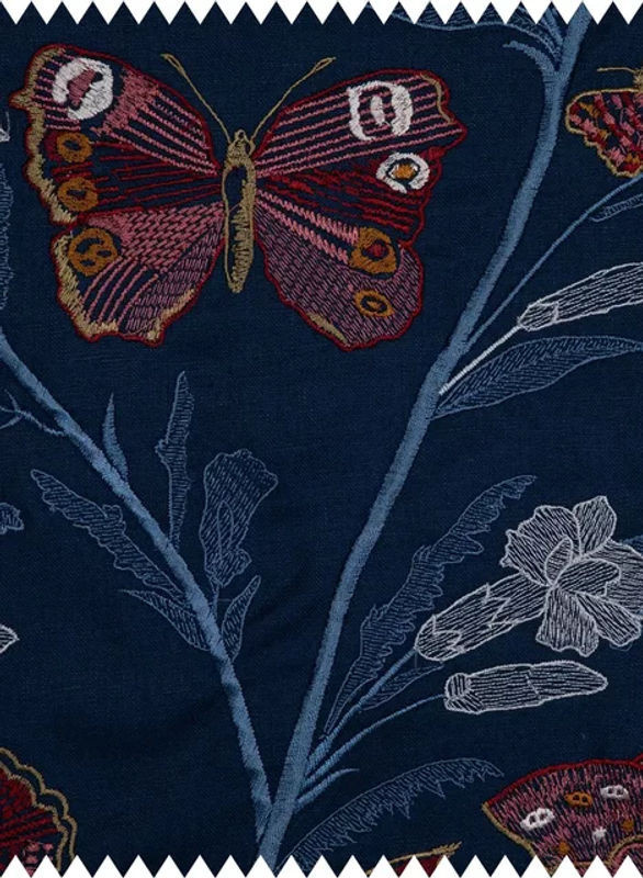 Quenin Fabric Flanerie Encre Textilstoff mit floralem Muster in Blau - Bild 1