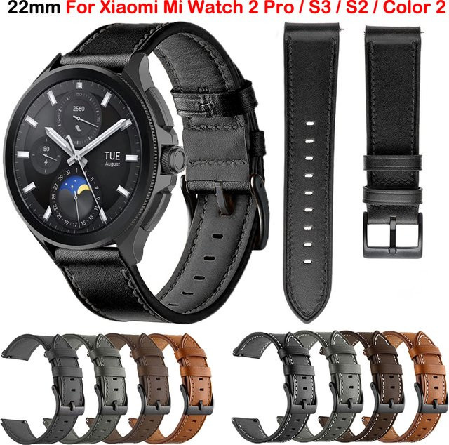 JSPSTA Smartwatch-Armband Leder, 22 mm, Schwarz, Unisex - Bild 1