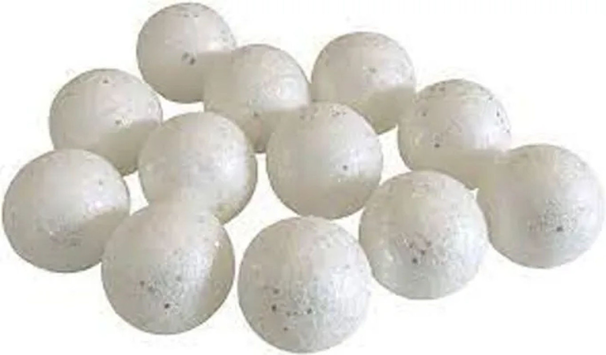 BURI 24er-Set Schneeball-Weihnachtsbaumkugeln in Weiß und Transparent aus Kunststoff und Styropor für deinen Christbaumschmuck - Bild 1