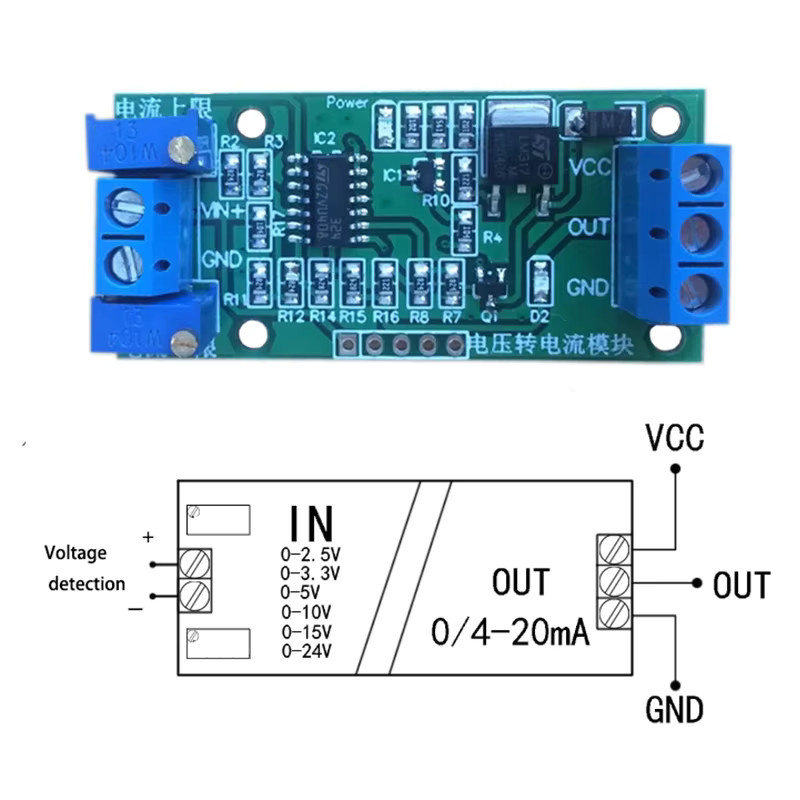 diymore Stromsender-Signalwandlermodul zur Umwandlung von Spannung in Strom 0–2,5 V bis 0–24 V auf 0–20 mA/4–20 mA - Bild 3
