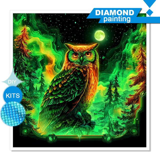 Huacan Diamantmalerei Eule als Wanddekoration in Multicolour - Bild 1