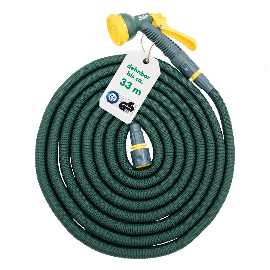 Steuber Flexibler Gartenschlauch Grün 33 m mit Brause, 8 Sprühköpfen und Adapter-Set - Bild 2