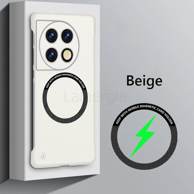 Rahmenlose magnetische MagSafe Schutzhülle für OnePlus 9 Pro, 10 Pro, 10T und 11 in Weiß - Bild 1