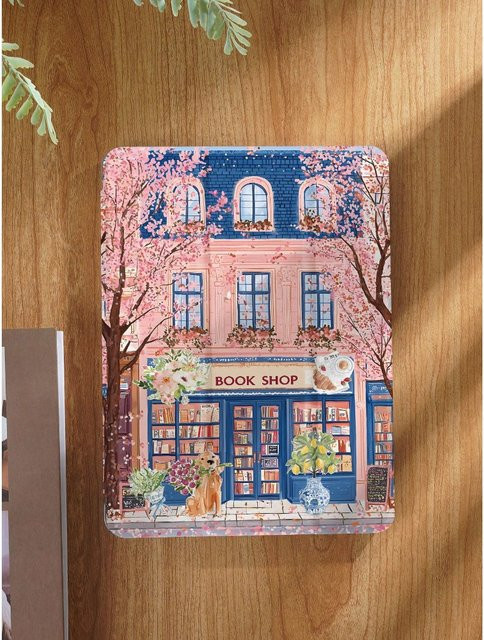 Pink Cherry Blossom Bookstore Tablet-Hülle für Apple iPad Pro und iPad Air in Pink - Bild 1