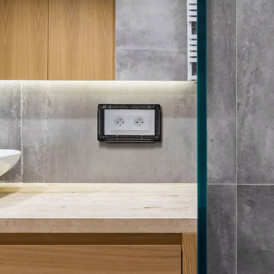 86 Duplex-Steckdose mit Spritzschutz Box für den Innenbereich in Weiß und Transparent - Bild 3