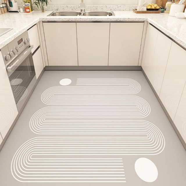 Karpetti Flächenteppich aus PVC, grau, geometrisches Design, wasserdicht und rutschfest, B/T: 100 x 120 cm - Bild 1