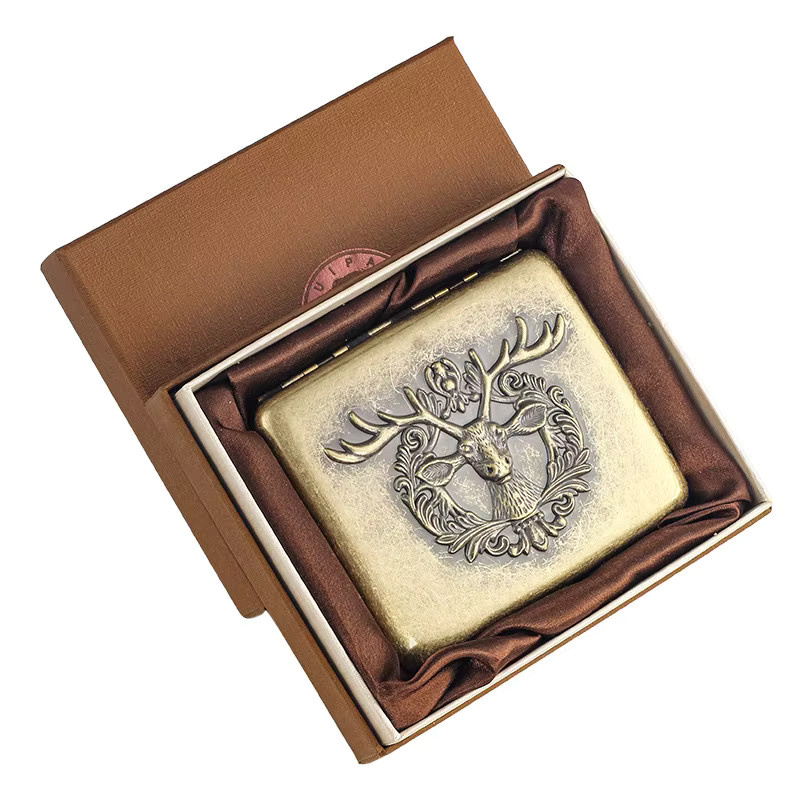CHENJY Zigarettenschachtel aus Metall mit Relief-Design und Flip-Open-Verschluss in Gold - Bild 2