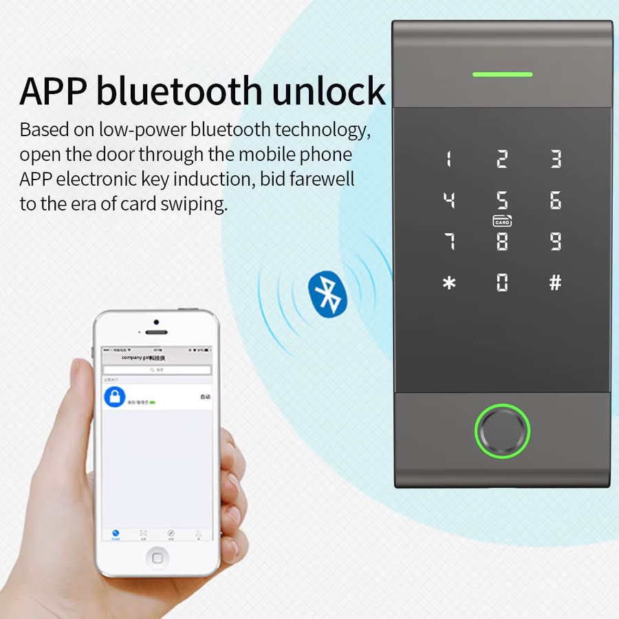 LUCKING DOOR Elektrisches RFID Metall Türschloss System mit Fingerabdruck, Tastatur und App-Steuerung, wasserdicht, kompatibel mit Alexa, Farbe: Grau - Bild 1